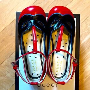 Gucci Kids Red and Black Dress Shoes